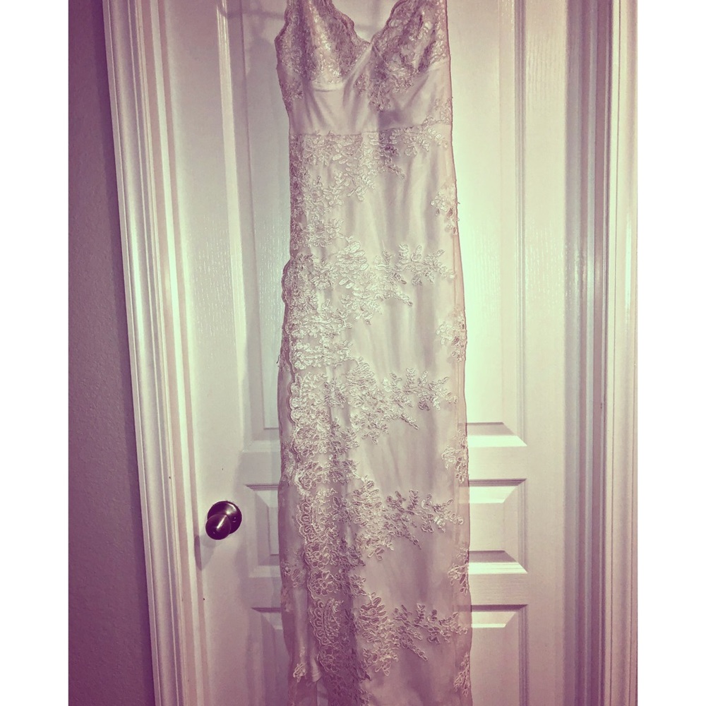 Fashion Nova White Thigh Slit Maxi Dress